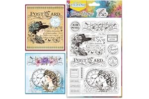 ‎CHGCRAFT CHGCRAFT Vintage Ladies Clear Stamps Postkarte Transparent Stamps Brief Silikon Clear Stamp Dichtungen für DIY Scrapbooking Fotoalbum Dekoration, 4,3x6,3 Zoll