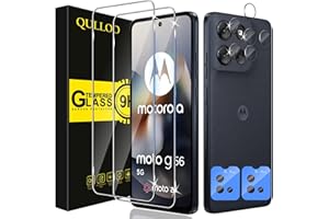 QULLOO Folia ochronna do Motorola Moto G56 5G do szkła pancernego, 2 sztuki folii ochronnej na wyświetlacz z 2 sztukami ochrony aparatu, szkło hartowane 9H, szkło hartowane HD przezroczyste szkło