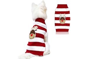 NACOCO Swetry dla psów reniferów swetry dla psów Nowy Rok Boże Narodzenie ubrania dla zwierząt domowych dla małego psa i kota (czerwony, rozmiar L)