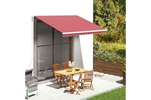 puraday Tissu de rechange pour store banne 3,5 x 2,5 m - Tissu de store bordeaux imperméable en polyester avec revêtement PU