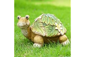 Lin's Wood Statue Tortue de Jardin,Statue Ornement de Jardin,de Jardin en résine résistante aux intempéries pour terrasse, Balcon, Cour, pelouse, Cadeau Unique de Pendaison de crémaillère.