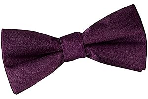 DQT Plain Glossy Satin Formal Wedding Tuxedo Pre-tied Bow Tie for Boys