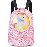 Alaoo Children's Swimming Bag, Sports with Drawstring, Wet Dry Separation Pool Bag with Shoe Compartment, Suitable for Boys a