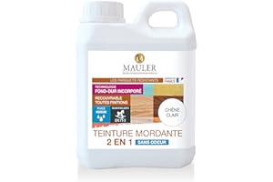 MAULER - Teinture bois parquet & meuble mordante 2,5L Chêne Clair - 2 en 1 (teinte et fond dur) - sans odeur