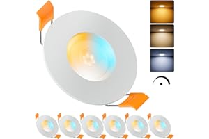 ‎MATO MATO 6x LED Einbaustrahler 230V Dimmbar 5W - Flache Spots 68mm Lochmaß - IP44 Einbauleuchten für das Bad - Deckenspots Badezimmer & Außen - Einbauspots Lichtfarbe umschaltbar, CRI 90+, 510lm