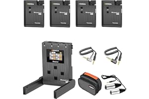 comica BoomX-U Qua UHF Lavalier Wireless Mikrofon, Ansteckmikrofon mit 4 Sendern, 96 Kanäle, 120m Reichweite für DSLR Kamera/iPhone/Android Handy/PC/Interview YouTube TikTok Vlog Live-Stream