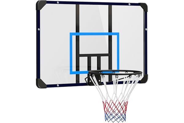 SPORTNOW Basketballkorb mit Rückwand, Outdoor Basketballbrett mit Ø45 cm Stahlkorb und Netz, Wandmontage, Basketball Board für Jugendliche Erwachsene