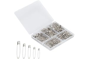 SUSNUAN Safety Pins, Safety Pins for Clothes, Rust Proof Nickel Plated Steel Safety Pin 5 Sizes, Suitable for Pinning, Sewing, Handmade, Package Etc (260 safety pins)