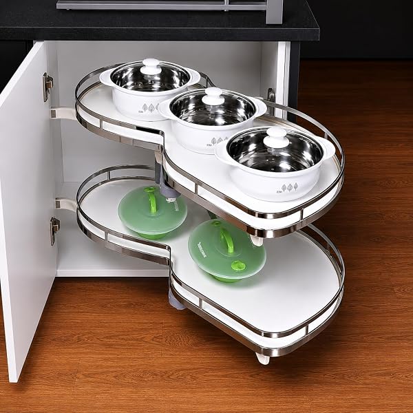 家具 sweetback DBR Kitchen Soft Close Revolving Storage Baskets Swing Tray Magic
