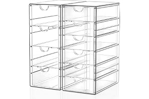 GoMaihe genomskinlig organizer i akryl med 10 lådor,2st | Transparent sminkorganisatör, sminkorganisatör, kontorsorganisatör