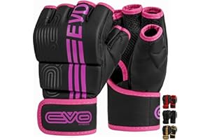 EVO Fitness Matte Black MMA Gloves Martial Arts Mitts Grappling Sparring Men Muay Thai Cage Fighting Boxing Combat Sports Women pink UFC Punching Bag Training