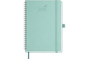 BEZEND Agenda 2026 Semainier A5 21 x 15,5 cm, janvier à décembre 2026 (12 mois) avec Spirale Couverture Souple en Cuir PU, Vert menthe