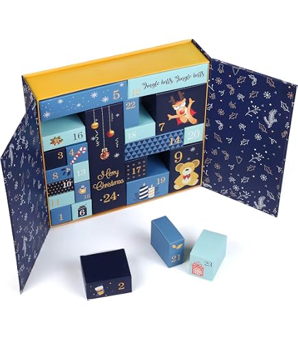 Boîte Calendrier De L'Avent Vide - 24 Cases Pliables à Remplir Soi-même, Pour Noël, Anniversaires, Fêtes