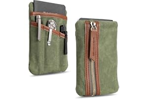 Sayram SP4 EDC Pouch Tasche, kompakter EDC Taschen Organizer aus gewachstem Canvas, Reißverschlusstasche für Herren, EDC Pocket Organizer für Kleingeld, Notizbuch, Taschenlampe