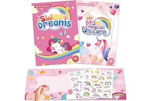 AIRNOGO Libro Pegatinas Reutilizables 2 Pack Libro de Pegatinas Infantiles de Unicornio, Pegatinas Unicornio Niñas, Juguetes Niños 3 4 5 6 Años, Pegatinas Impermeables PVC, Regalos Niños 3 4 5 6 Años