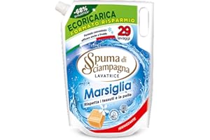 Spuma di Sciampagna - Detersivo Lavatrice Concetrato, Sapone di Marsiglia, Formula Concentrata Efficace Anche a Freddo, Igienizzante con 93% di Ingredienti Biodegradabili - 1305 ml, 29 Lavaggi
