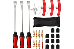 XPAPOV 27 PCS Combinazione Sollevamento Pneumatico Leva Utensile Cucchiaio, Ferro di Montaggio Pneumatico, con 3 Protezioni Cerchione, per Motocicletta, Bicicletta, Carrello Pneumatici