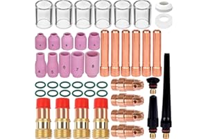 EATBALE for TIG Welding Torch Stubby Gas Lens Kit for WP 17 18 26 Accessories, #10 Glass Cup 10 x Collet Body Alumina Nozzle Consumables Set Collet Gasket Back Cup Welding Torch Supplies