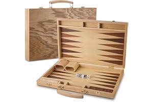 MAKDLY Backgammon Set,Portable Travel Backgammon Game Sets for Adults and Kids,Wooden Inlaid Classic Strategy Board Games Case for Travel,13 inch
