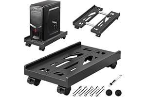 WUSUPU Supporto PC Fisso, Torre Supporto PC con 4 Ruote Bloccabili, Carrello Regolabile(20-30cm) Universale Computer Desktop Tower, Sotto Scrivania, Anti-Polvere, Gaming/Ufficio/Casa, Fino a 30kg