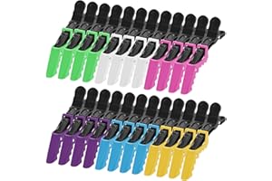 JEEZAO 24 Pezzi Fermagli per Parrucchiere,Fermagli Capelli Professionali,Coccodrillo Pinza in Plastica,Clip per lo Styling Antiscivolo (Colore)