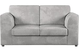 FURNISHINGS FOR LESS UK New Luxor Fullback Silver 2 Seater Sofa | Soft Jumbo Cord Fabric 2 Seats For Living Room Furniture (Silver, 2 Seater)