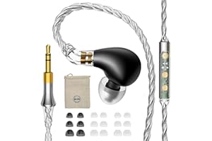H HIFIHEAR EZ EAR BLON BL03II - Monitor de oído HiFi mejorado de 10 mm de doble cavidad DD IEM con cable desmontable OFC de 0.78 2 pines para músico, cantante, trabajo, juegos, teléfono celular (con micrófono)
