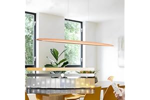 YYUTLUO LED Holz Pendelleuchte Esstisch Pendelleuchte, Dimmbar mit Fernbedienung Pendellampe, Höhenverstellbar, Modernes Geradliniges Design Wohnzimmerlampe Hängend für Büro Esszimmer (100cm)