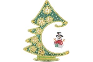 SICAHOMY NA Diamond Painting Weihnachten Deko, Weihnachtsbaum Beidseitig Diamant Malerei Malen Nach Zahlen, Im Dunkeln Leuchten Weihnachtsbaum, Weihnachtsdeko Basteln for House Tisch Dekoration (Snowman)