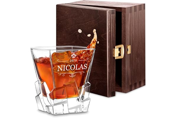 Maverton Verre à Whisky avec Gravure - Cadeau personnalisé pour homme - Verre a Whisky Élégant pour Lui - Cadeau Saint Valentin pour Homme - au Design Unique - couronne