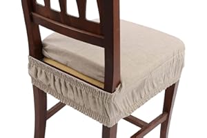 Zucchissime EGIDIOSRL Set 6 Cuscini Sedia + Omaggio Esclusività EGIDIO Strofinaccio NAPOLI Pierre Cardin Coprisedia Imbottiti Vesto Molla Loneta con Elastico Tinta Unita (40x40 cm) (Tortora)