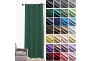 JRUI VerdunklungsvorhäNge 1er Set Thermovorhang KäLteschut mit öSen Vorhang Kinderzimmer Blickdichte VorhäNge Schallschutz Vorhang für Schlafzimmer Wonhzimmer Büro 180 x 200cm (HXB) Armeegrün