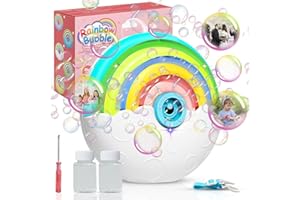 P PANACARE Macchina Bolle per Bambini, Automatico Soffiatore Portatile, 2 Soluzioni/Illuminato/Cordino, 2000+ Bolle al Minuto, per Interno Festa di Compleanno di Matrimoni all'aperto Giocattoli