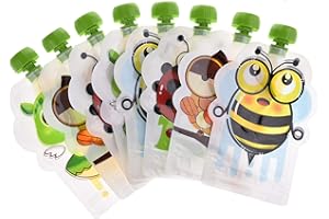 DEQUATE 8 PCSbolsitas de alimento Reutilizable, Bolsas Reutilizables Comida Bebe sin bpa, Recipientes para Comida Bebe para Destete, Yogur, Puré De Frutas(150ml/pcs)