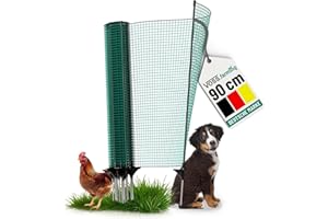 VOSS.farming Begrenzungszaun Classic ohne Strom, 15m, 90cm, 9 Pfähle, 1 Spitze, grün, Kleintiernetz, mobiler Zaun, Gartenzaun, für Garten, Haus, Hof