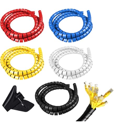 Kit Gestione Cavi PC TV Ufficio Avvolgitubo A Spirale Per Organizzare I Cavi - 2 Metri - Colore Grigio - Per Casa E Ufficio Spiral Wrap Per Cavi PC TV - Foto 6