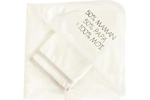 NOSBEBES ® Sortie de bain bebe, avec gant, brodé Fabriqué en EUROPE, cap de bain bebe, peignoir, 100% COTON, Serviette de Bain Bébé, cadeau naissance