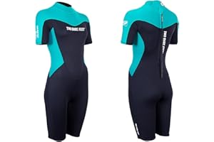 Two Bare Feet Womens Shorty Wetsuit 3/2mm Superstrech Neoprene Summer Ladies Surf Suit, Back Zip – Surfing, Paddleboarding, Open Water & Wild Swimming