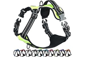 VIVAGLORY Easefit Hundegeschirr, Zugstopp Hundegeschirr Geschirr Hund Mit Griff, Anti Zieh Geschirr Für Hunde Training & Spazieren, Gepolstert & No-Pull Ausbruchsicher für Hunde, L, Leuchtendgelb