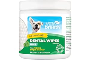 Fresh Breath TropiClean No Brushing Clean Teeth Dental & Oral Care Dental Wipes for Pets, 50ct 220 gr