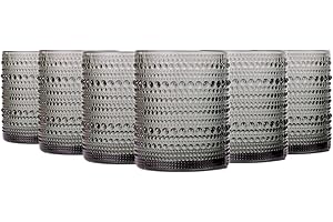 TRESV Set de 6 Vasos Colores o Transparente, Vaso de Cristal agua de 350 ml, Vaso de Agua y Bebidas, Aptos para Lavavajillas (Gris)