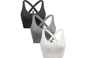 ANGOOL Sport BH Damen ohne Bügel Push Up BH Starker Halt Sport Bustier Damen Gepolstert Crossback Seamless Yoga Joggen Gym
