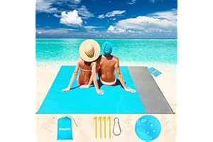 Pinuotu Beach Blanket,Picnic Blanket,Extra Large 210 * 175cm(82 x 69in),Beach Mat Waterproof Sandproof for 4-7 Adults for Travel,Camping,Hiking,Music Festivals,4 Fixed Piles+1 Metal Buckle