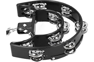 SHANRYA Pandereta de Charles, pandereta Funcional de Metal, excelente Efecto, Alto Rendimiento, guitarristas Negros para Bateristas, compositores, Cantantes