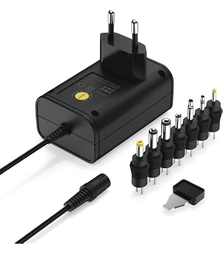 REV Universal-Netzgerät 600mA – Einstellbar 3-12V, Mit 6 Adaptern, Schwarz