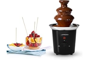 ‎JAGO Jago® Schokoladenbrunnen 60W - 3 Etagen, 400 gr Kapazität, Edelstahl, Spül­ma­schi­nen­fest, Rot oder Schwarz - Schokobrunnen, Schokofondue, Schokoladenfondue (Schwarz)