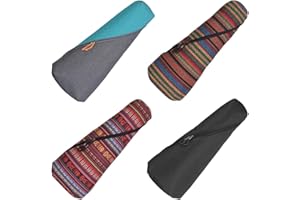 Longteam Linen Cylindrical Ukulele Case 10mm Sponge Portable Waterproof Ukuleles bag Cover Uke gig bag with Accessory Storage Pocket … (26 In Tenor, Black)