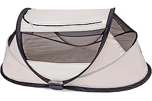 Deryan Baby Reisebett ab Geburt bis 2,5 Jahre - Pop Up Babybett Babyzelt in 2 Sekunden aufgestellt - inkl. Moskitonetz & Reisetasche - 76x46x117cm (Creme)
