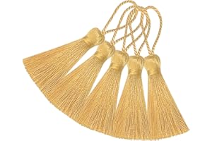 HETUYON Handmade Bookmark Tassel DIY Craft: 20pcs Mini Silky Chinese Knot Pendant with Cord Loop for Jewelry Earrings, Garland, Graduation, Party, Keyring and Small Home Hanging Decoration (Light Gold)