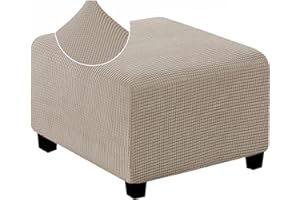 ZZDZW Copri Pouf Quadrati Elasticizzato Copri ottomano Quadrato Copri Sgabello Copri Pouf poggiapiedi Quadrato Copri Sgabello Fodera per poggiapiedi Avorio Lunghezza ( Color : Khaki , Size : M (62-76cm) )